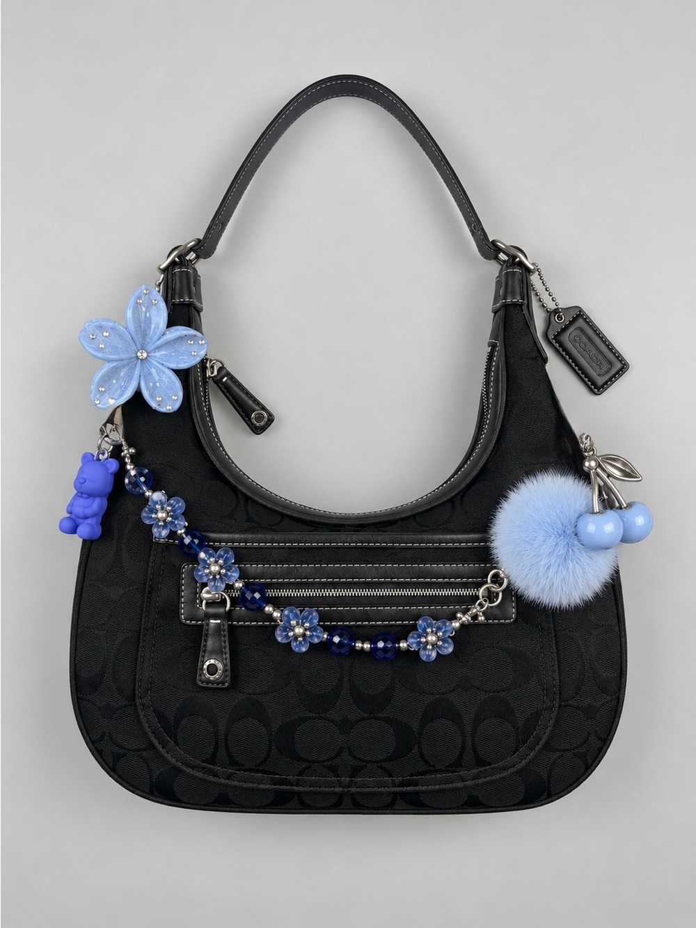 Vintage Coach Black Signature Jacquard Soho Hobo Bag Y2K